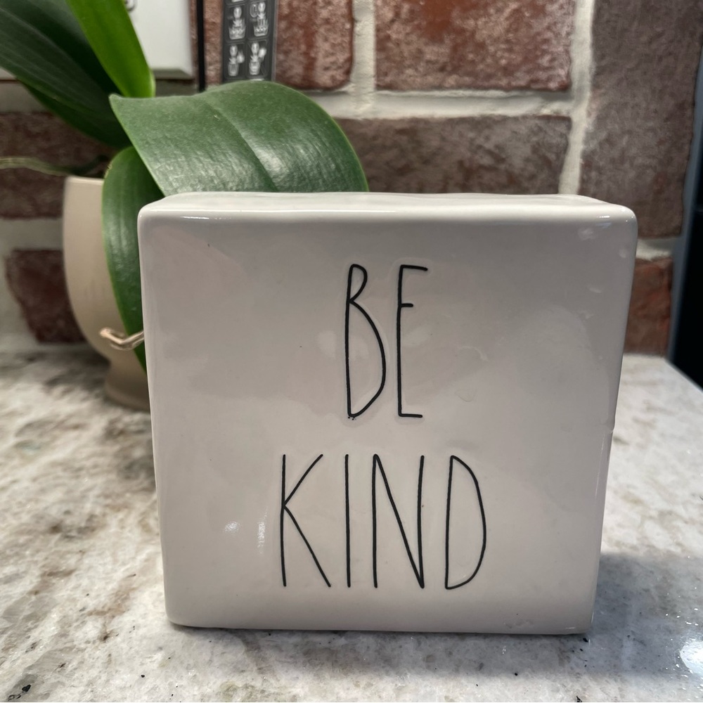 Rae Dunn “Stay Humble / Be Kind” Double-Sided Ceramic Block Decor - Picture 2 of 7